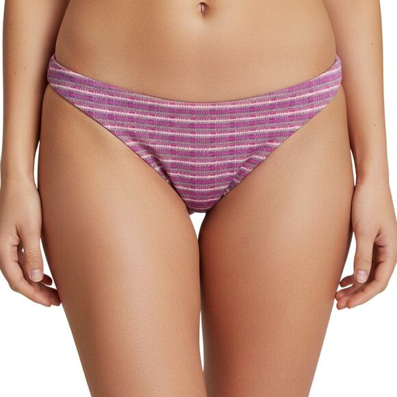 L*Space Camacho Classic Bikini Bottom Pink Stripe Nylon Swimwear NWT L - Picture 1 of 7